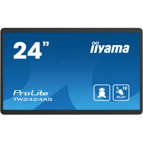 iiyama ProLite TW2424AS-B1 - LED monitor - 24" (23.6" viewable) - stationary - touchscreen - 1920 x 1080 Full HD (1080p) @ 60 Hz - IPS - 1000:1 - 14 ms - HDMI - speakers - black, matte - 0