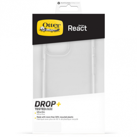 OtterBox React Series - Back cover for mobile phone - polycarbonate, thermoplastic elastomer (TPE) - clear - for Apple iPhone 14 Plus, 15 Plus - 4