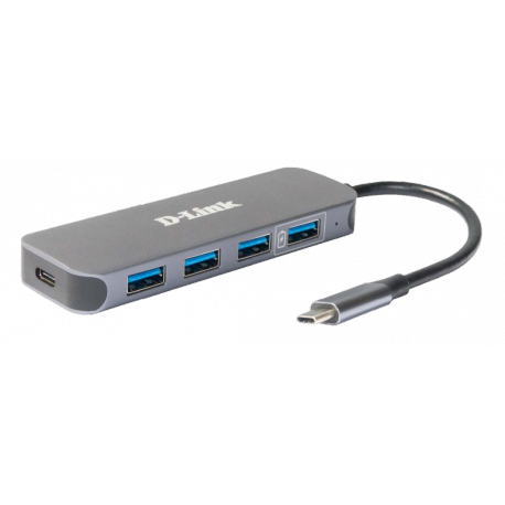 D-Link DUB-2340 - Hub - 4 x SuperSpeed USB 3.0 + 1 x USB-C (power delivery) - desktop - 0