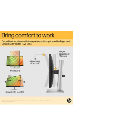 HP E24u G5 - E-Series - LED monitor - 23.8" (23.8" viewable) - 1920 x 1080 Full HD (1080p) @ 75 Hz - IPS - 250 cd / m² - 1000:1 - 5 ms - HDMI, DisplayPort, USB-C - black head, black and silver (stand) - 29