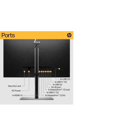 HP E24u G5 - E-Series - LED monitor - 23.8" (23.8" viewable) - 1920 x 1080 Full HD (1080p) @ 75 Hz - IPS - 250 cd / m² - 1000:1 - 5 ms - HDMI, DisplayPort, USB-C - black head, black and silver (stand) - 31