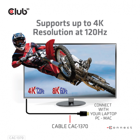 Club 3D - Ultra High Speed - HDMI cable - HDMI male to HDMI male - 1.5 m - 4K120Hz support, 8K60Hz support - 2