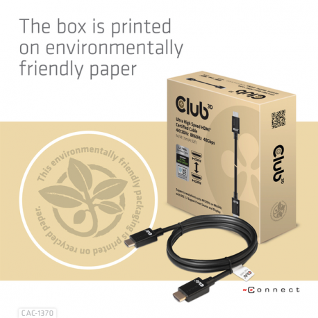 Club 3D - Ultra High Speed - HDMI cable - HDMI male to HDMI male - 1.5 m - 4K120Hz support, 8K60Hz support - 6