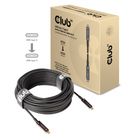 Club 3D - USB cable - 24 pin USB-C (M) to 24 pin USB-C (M) - USB 3.2 Gen 2 - 20 m - Active Optical Cable (AOC) - 2