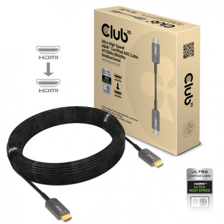 Club 3D CAC-1377 - Ultra High Speed - HDMI cable - HDMI male to HDMI male - 15 m - fibre optic - Active Optical Cable (AOC), 4K120Hz support, 8K60Hz support, Unidirectional - 0