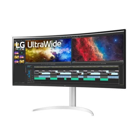 LG UltraWide 38BQ85C-W - LED monitor - curved - 38" (37.5" viewable) - 3840 x 1600 UWQHD+ @ 75 Hz - IPS - 300 cd / m² - 1000:1 - HDR10 - 5 ms - 2xHDMI, DisplayPort, USB-C - speakers - white - 1