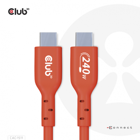 Club 3D - USB cable - 24 pin USB-C (M) to 24 pin USB-C (M) - USB 2.0 - 48 V - 5 A - 1 m - bi-directional, up to 240W power delivery support, extended power range (EPR) - 12