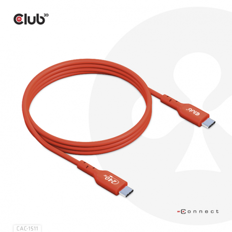 Club 3D - USB cable - 24 pin USB-C (M) to 24 pin USB-C (M) - USB 2.0 - 48 V - 5 A - 4 m - bi-directional, up to 240W power delivery support, extended power range (EPR) - 0