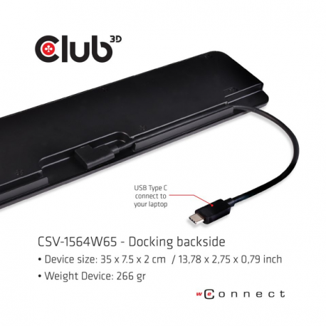 Club 3D Triple Display Dynamic PD Charging Dock - Docking station - USB-C - VGA, HDMI, DP - GigE - 65 Watt - 4