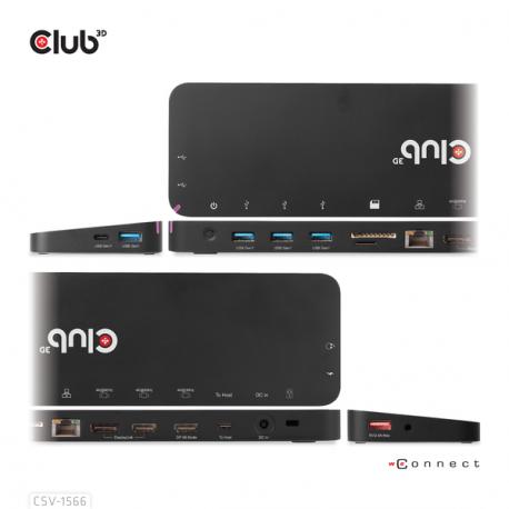 Club 3D - Docking station - USB-C - 2 x HDMI, DP - GigE - 120 Watt - 6