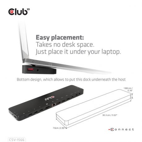 Club 3D - Docking station - USB-C - 2 x HDMI, DP - GigE - 120 Watt - 12