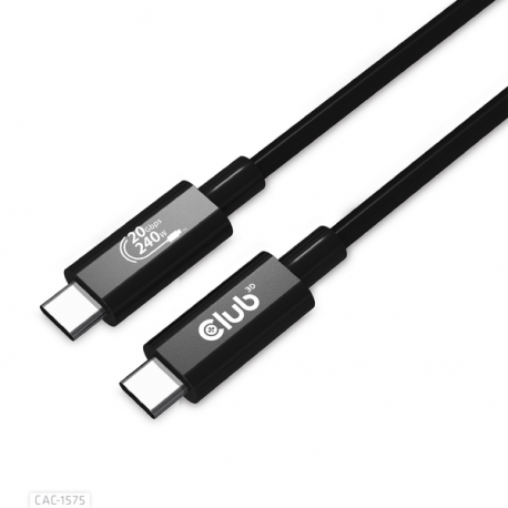 Club 3D - USB cable - 24 pin USB-C (M) to 24 pin USB-C (M) - USB4 Gen2x2 - 48 V - 5 A - 2 m - bi-directional, 4K60Hz support, up to 240W power delivery support, extended power range (EPR) - 8