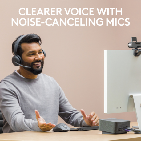 Logitech Zone Wireless 2 UC - Headset - on-ear - Bluetooth - wireless - active noise cancelling - USB-C via Bluetooth adapter - graphite - Optimised for UC - 4