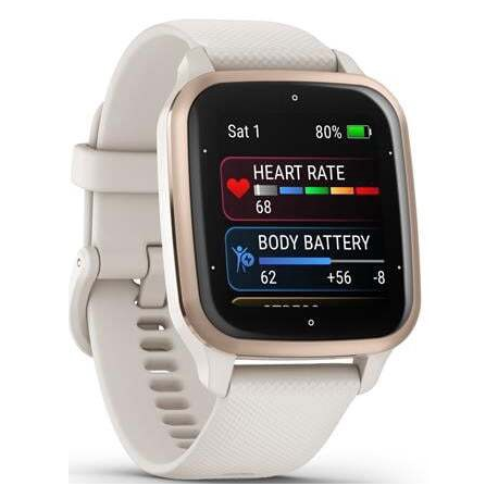 Garmin Venu Sq 2 Music Edition - 40 mm - ivory - smart watch with band - silicone - ivory - wrist size: 125-190 mm - display 1.41" - Bluetooth, Wi-Fi, ANT+ - 38 g - 3