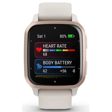 Garmin Venu Sq 2 Music Edition - 40 mm - ivory - smart watch with band - silicone - ivory - wrist size: 125-190 mm - display 1.41" - Bluetooth, Wi-Fi, ANT+ - 38 g - 4