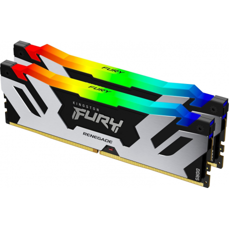 Kingston FURY Renegade RGB - DDR5 - module - 32 GB: 1 x 32 GB - DIMM 288-pin - 6400 MHz  /  PC5-51200 - CL32 - 1.1 V - unbuffered - on-die ECC - black, silver - 0