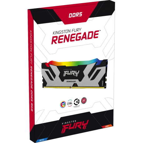 Kingston FURY Renegade RGB - DDR5 - module - 32 GB: 1 x 32 GB - DIMM 288-pin - 6400 MHz  /  PC5-51200 - CL32 - 1.1 V - unbuffered - on-die ECC - black, silver - 3