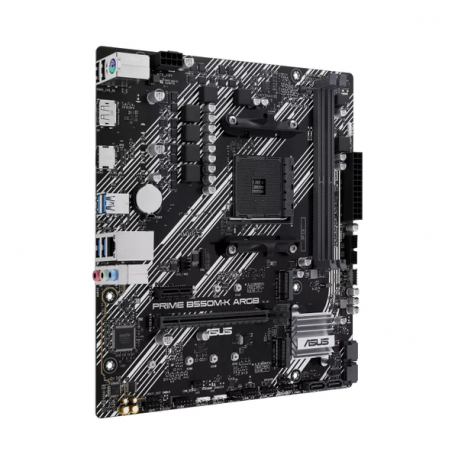 ASUS PRIME B550M-K ARGB - Motherboard - micro ATX - Socket AM4 - AMD B550 Chipset - USB 3.2 Gen 1 - Gigabit LAN - onboard graphics (CPU required) - HD Audio (8-channel) - 4