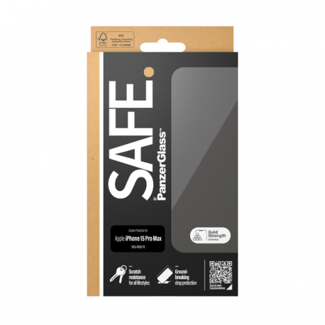 SAFE. by PanzerGlass - Screen protector for mobile phone - ultra-wide fit - glass - for Apple iPhone 15 Pro Max - 3