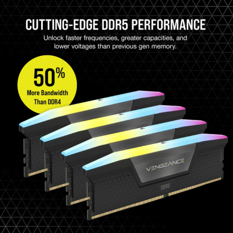 CORSAIR Vengeance RGB - DDR5 - kit - 128 GB: 4 x 32 GB - DIMM 288-pin - 5600 MHz  /  PC5-44800 - CL40 - 1.25 V - unbuffered - black - 2