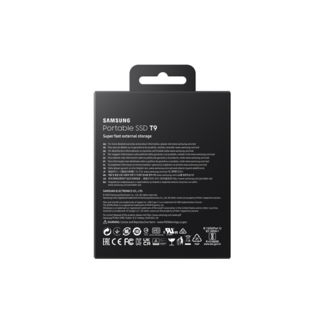Samsung T9 MU-PG2T0B - SSD - encrypted - 2 TB - external (portable) - USB 3.2 Gen 2x2 (USB-C connector) - 256-bit AES - black - 1