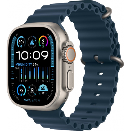 Apple Watch Ultra 2 - 49 mm - titanium - smart watch with Ocean band - fluoroelastomer - blue - wrist size: 130-200 mm - 64 GB - Wi-Fi, LTE, UWB, Bluetooth - 4G - 61.4 g - 0