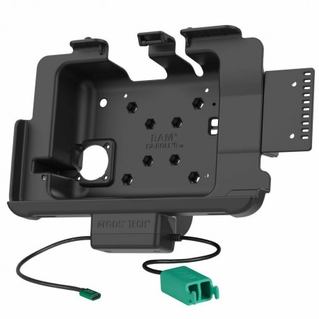RAM GDS - Car charging holder - locking - 60 Watt - 3 A - 3 output connectors (2 x USB, Pogo) - for Zebra ET40, ET45 - 0