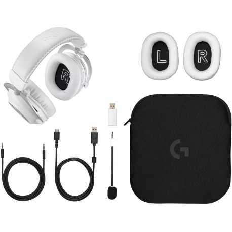Logitech PRO X - Gaming - headset - full size - LIGHTSPEED - wireless - noise isolating - white - 5