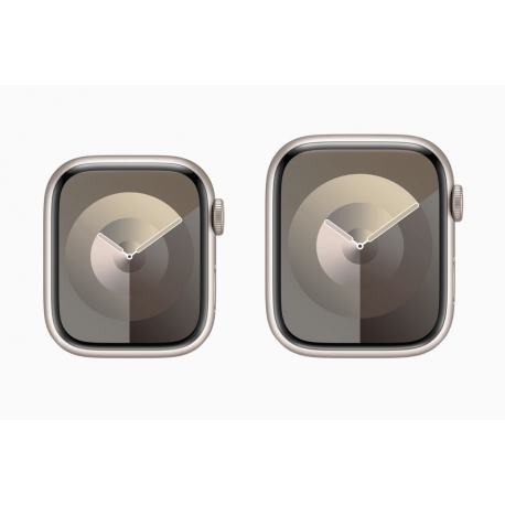 Apple Watch Series 9 (GPS) - 45 mm - starlight aluminium - smart watch with sport band - fluoroelastomer - starlight - band size: S / M - 64 GB - Wi-Fi, UWB, Bluetooth - 38.7 g - 3