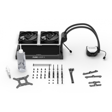 be quiet! Pure Loop 2 - Processor liquid cooling system  - Radiator Size:  240 mm - (for: LGA1155, LGA1150, LGA1151, AM4, LGA1200, LGA1700, AM5) - copper - 120 mm - black - 1