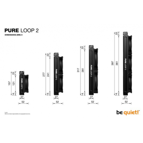 be quiet! Pure Loop 2 - Processor liquid cooling system  - Radiator Size:  240 mm - (for: LGA1155, LGA1150, LGA1151, AM4, LGA1200, LGA1700, AM5) - copper - 120 mm - black - 8