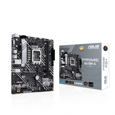 ASUS PRIME H610M-A-CSM - Motherboard - micro ATX - LGA1700 Socket - H610 Chipset - USB 3.2 Gen 1, USB 3.2 Gen 2 - Gigabit LAN - onboard graphics (CPU required) - HD Audio (8-channel) - 4