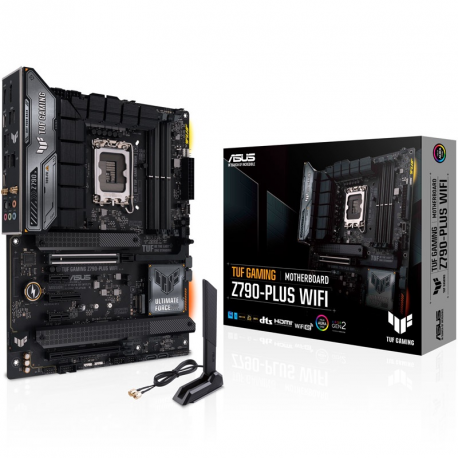 ASUS TUF GAMING Z790-PLUS WIFI - Motherboard - ATX - LGA1700 Socket - Z790 Chipset - USB 3.2 Gen 1, USB 3.2 Gen 2, USB-C 3.2 Gen2, USB-C 3.2 Gen 2x2 - 2.5 Gigabit LAN, Bluetooth, Wi-Fi - onboard graphics (CPU required) - HD Audio (8-channel) - 2