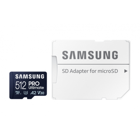 Samsung PRO Ultimate MB-MY512SA - Flash memory card (SD adapter included) - 512 GB - A2  /  Video Class V30  /  UHS-I U3 - microSDXC UHS-I - blue - 3