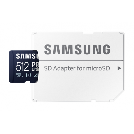 Samsung PRO Ultimate MB-MY512SA - Flash memory card (SD adapter included) - 512 GB - A2  /  Video Class V30  /  UHS-I U3 - microSDXC UHS-I - blue - 4