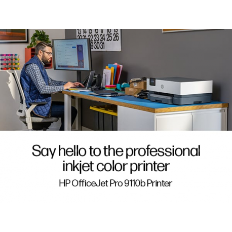 HP Officejet Pro 9110b All-in-One - Multifunction printer - colour - ink-jet - Legal (216 x 356 mm) (original) - A4 / Legal (media) - up to 20 ppm (printing) - 250 sheets - USB 2.0, LAN, USB 2.0 host, Wi-Fi(ac), Bluetooth - cement - 5