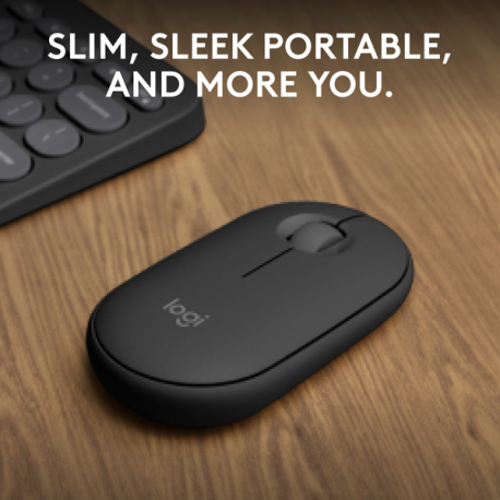 Logitech Pebble 2 M350s - Mouse - optical - 3 buttons - wireless - Bluetooth 5.2 LE - tonal graphite - 2