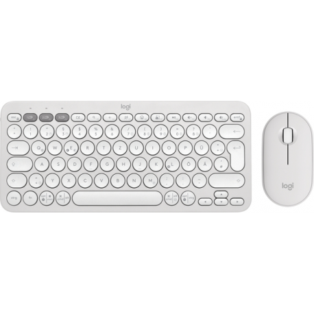 Logitech Pebble 2 Combo - Keyboard and mouse set - wireless - Bluetooth LE - QWERTZ - German - tonal white - 0