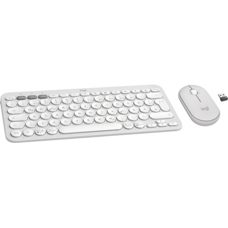 Logitech Pebble 2 Combo - Keyboard and mouse set - wireless - Bluetooth LE - QWERTZ - German - tonal white - 5