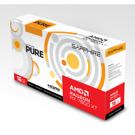 Sapphire Pure Radeon RX 7800 XT 16GB - Graphics card - Radeon RX 7800 XT - 16 GB GDDR6 - PCIe 4.0 x16 - 2 x HDMI, 2 x DisplayPort - 1