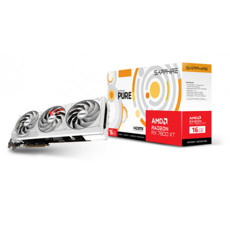 Sapphire Pure Radeon RX 7800 XT 16GB - Graphics card - Radeon RX 7800 XT - 16 GB GDDR6 - PCIe 4.0 x16 - 2 x HDMI, 2 x DisplayPort - 2