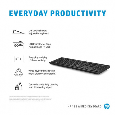 HP 125 - Keyboard - USB - Finnish - for HP 34; Elite Mobile Thin Client mt645 G7; Laptop 15; Pro Mobile Thin Client mt440 G3 - 5