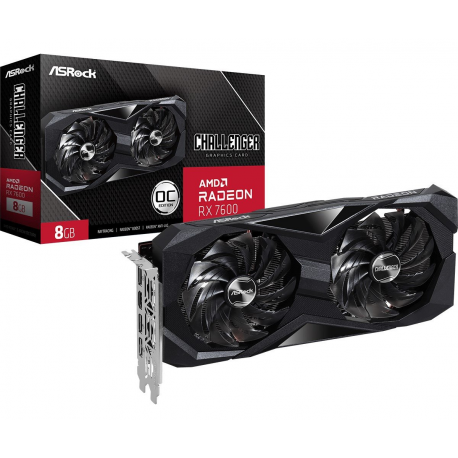 ASRock Challenger Radeon RX 7600 8GB OC - Graphics card - Radeon RX 7600 - 8 GB GDDR6 - PCIe 4.0 x8 - HDMI, 3 x DisplayPort - box - 13