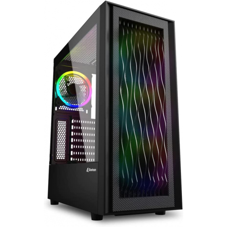 Sharkoon RGB Wave - Tower - ATX - windowed side panel (tempered glass) - no power supply - USB / Audio - 0