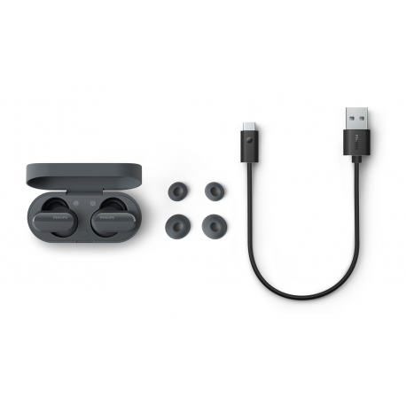 Philips True Wireless Headphones TAT3508BK/00, IPX4 water resistant, Noise Canceling, Up to 21 hours of play time, Black