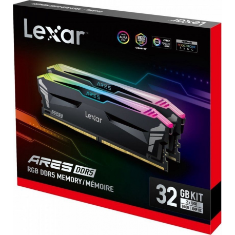 Lexar ARES RGB - DDR5 - kit - 32 GB: 2 x 16 GB - DIMM 288-pin - 6400 MHz  /  PC5-51200 - CL32 - 1.4 V - on-die ECC - 0