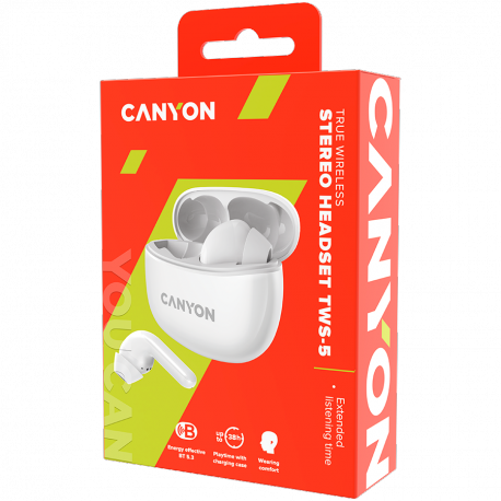 Canyon TWS-5 - True wireless earphones with mic - in-ear - Bluetooth - white - 4