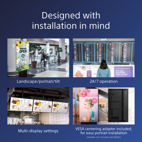 Sony Bravia Professional Displays FW-55BZ40L - 55" Diagonal Class BZ40L Series LED-backlit LCD display - digital signage - Android TV - 4K UHD (2160p) 3840 x 2160 - HDR - Direct LED - 17