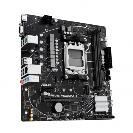 ASUS PRIME A620M-K - Motherboard - micro ATX - Socket AM5 - AMD A620 Chipset - USB 3.2 Gen 1 - Gigabit LAN - onboard graphics (CPU required) - HD Audio (8-channel) - 6
