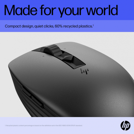 HP 715 - Mouse - multi-device, rechargeable - 7 buttons - wireless, wired - 2.4 GHz, Bluetooth 3.0 - USB wireless receiver - black - 11